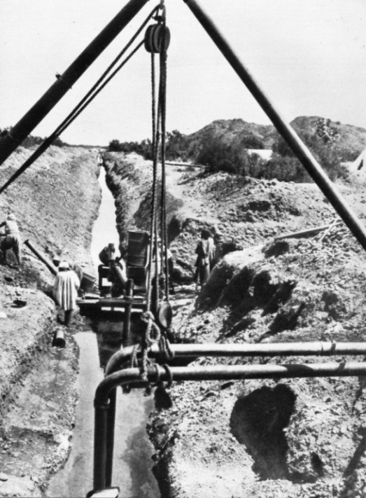 A well and a pipe line trench at Khor-ar-Baat, near Port Sudan