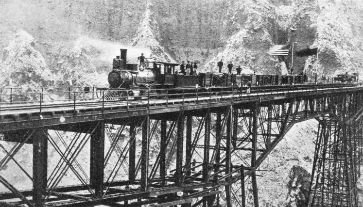 OPENING OF THE OLD BRIDGE ACROSS THE VERRUGAS CANYON of the Peruvian Central Railway