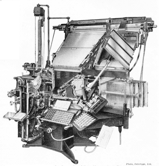 AN INTERTYPE MACHINE having three main and three side magazines