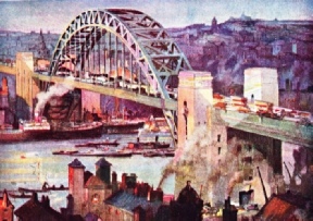 Rising to a height of 200 feet above the river, the single-arch span of the Tyne Bridge at Newcastle