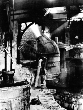 THE BESSEMER CONVERTER is a large steel flask