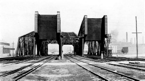 FOUR SINGLE-LEAF DOUBLE-TRACK SCHERZER ROLLING LIFT BRIDGES, SIDE BY SIDE