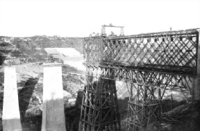 THE TIMBER FALSEWORK FOR ERECTING ONE-HALF OF A SHORE SPAN, Fades viaduct