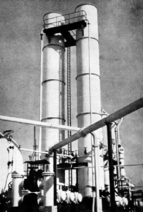 GAS ABSORPTION TOWERS at the Iranian oilfields