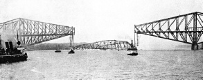 THE COLLAPSE OF THE CENTRAL SPAN of the Quebec Bridge in September 1916