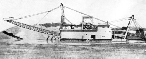A PLACER DREDGE carries out all the operations of the old-fashioned placer methods