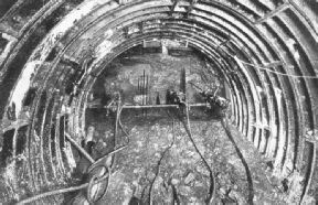 UNDER THE RIVER MERSEY the pilot headings were lined with cast-iron segments only near suspected faults in the rock