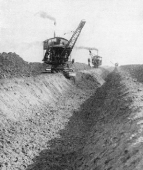 Mechanical excavators at work on the Sudan irrigation system