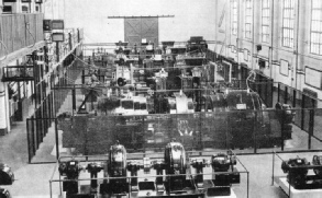 THE GENERATORS FOR THE LONG-WAVE TRANSMITTERS are housed in the power room in the main building