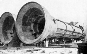 HUGE CONCRETE CYLINDERS were sunk to form the foundations for the harbour works at Le Verdon