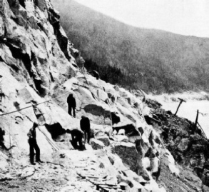 Blasting a way through rock on the Canadian Pacific Railway