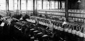 THE DRAWING MACHINES carry the preparation of cotton a stage farther
