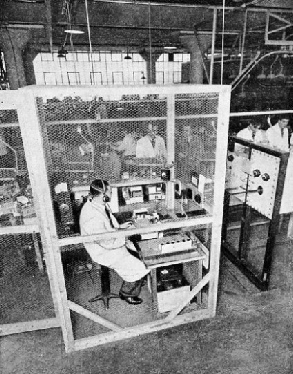 TESTING A RADIO RECEIVER CHASSIS in an electrically-screened cage
