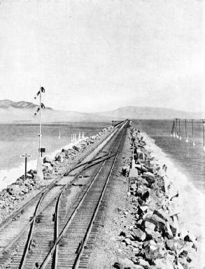 EMBANKMENTS were built four miles out into the western arm of the Great Salt Lake
