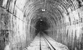 DEAD STRAIGHT FROM END TO END, the Otira Tunnel has a total length of 5 miles 445 yards