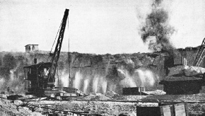 QUARRYING THE STONE which was used for building the breakwaters at Haifa
