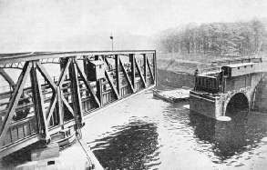 WATERTIGHT GATES close the trough of Barton Aqueduct