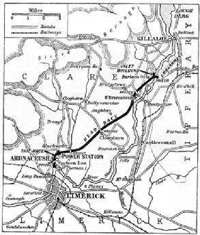 Map of the River Shannon power scheme