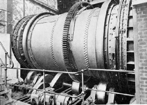 THE ROTARY KILN revolves on two steel tyres