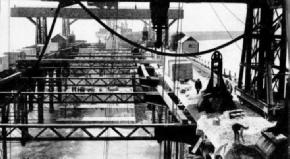 HEAVY TIMBER PLATFORMS were built on either side of the line of the breakwaters in Dover Harbour