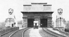 The imposing entrance to the Britannia Tubular Bridge