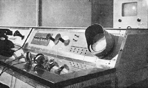 CONTROLS FOR VISION AND SOUND at the desk in a television control room
