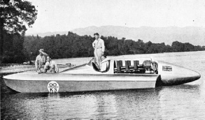 SIR MALCOLM CAMPBELL AT THE WHEEL of his hydroplane