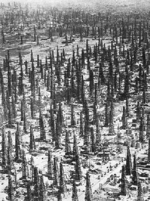 FOREST OF DERRICKS in a large oilfield at Signal Hill