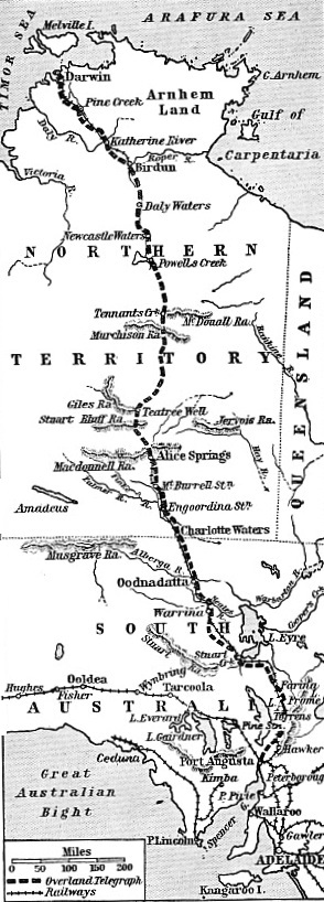 THE OVERLAND TELEGRAPH LINE across the Australian continent