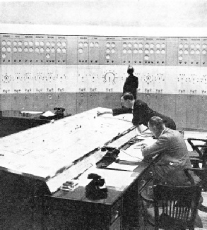 THE INTERIOR OF A CONTROL ROOM, which is connected by private telephone lines with all the generating stations in its own district