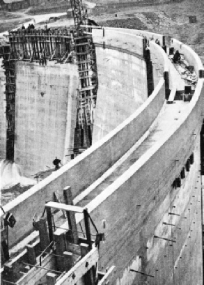 The arch section of the dam at Earlstoun, on the River Ken