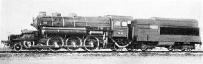 This Pacific condensing turbine locomotive was built by J. A. Maffei of Munich