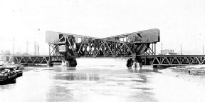 TWO SINGLE-LEAF SCHERZER ROLLING LIFT BRIDGES, MOUNTED SIDE BY SIDE