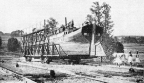 ON DRY LAND a barge is an unusual site on the Overland Canal