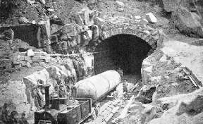 WORK AT THE ENTRANCE to the St. Gotthard Tunnel