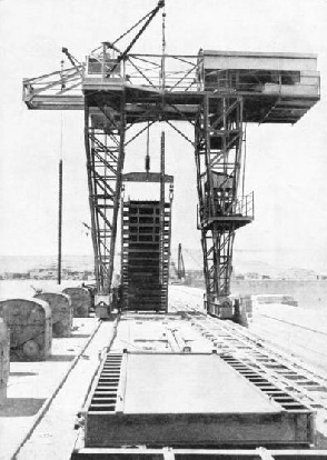 ONE OF THE SLUICE GATES of the rebuilt Aswan Dam