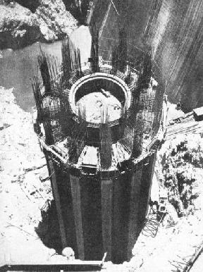ONE OF THE FOUR INTAKE TOWERS of the Boulder Dam