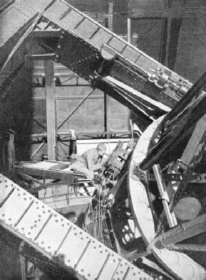 AN OBSERVER AT THE 100-INCH TELESCOPE in Mount Wilson Observatory