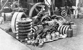 MACHINE-CUT STRAIGHT TOOTH GEARS awaiting assembly