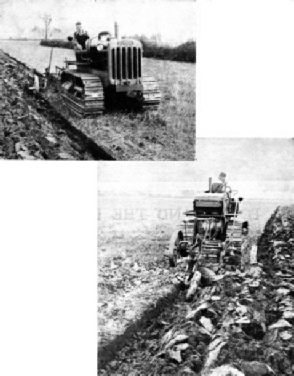 TWO FURROWS AT ONCE are cut by the type of plough shown in these illustrations
