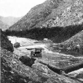 SEVERE FLOODS often seriously impeded work on the Burrinjuck Dam