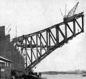CREEPER CRANE building one of the half-arches of Sydney Harbour bridge