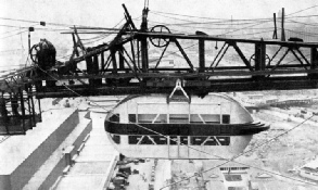 Cars of the Sky Ride travelled above the Century of Progress Exhibition at Chicago in 1933