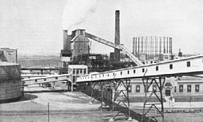 AN ELABORATE SYSTEM of belt conveyers carries the coal at the Beckton Gasworks