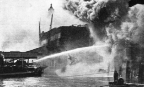 RIVERSIDE FIRES in London often call upon the London County Council’s fire floats