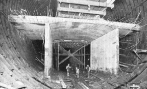 BUILDING THE ROADWAY through the Mersey Tunnel