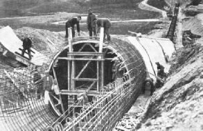 The reinforced concrete covered aqueduct which leads from the Deugh tunnel