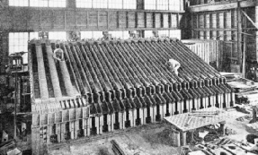 BUILDING A MECHANICAL STOKER for one of the boilers at Battersea Power Station