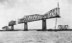 A FALSEWORK BENT under the Huey Long Bridge