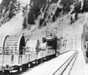 CABLES AND MATERIAL were transported on the Wengernalp Railway to Scheidegg